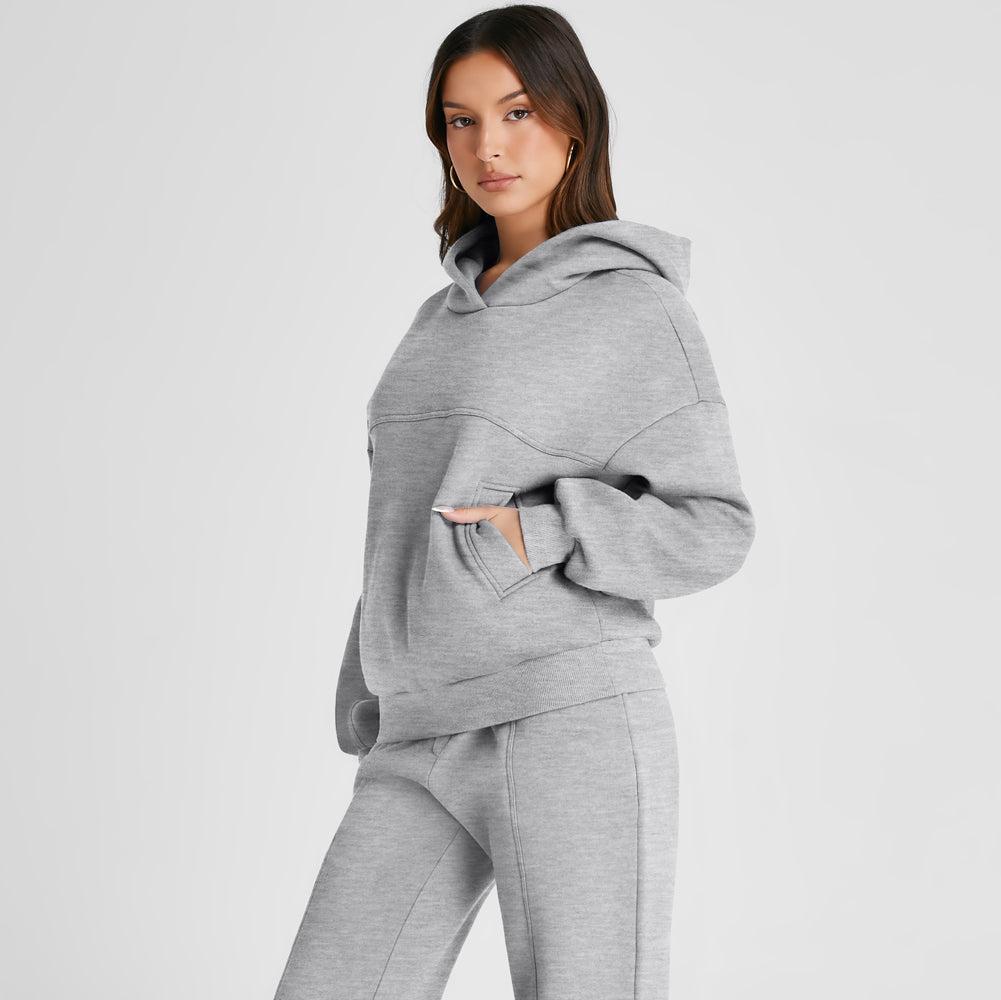 Dropped Shoulder Long Sleeve Hoodie and Pants Active Set