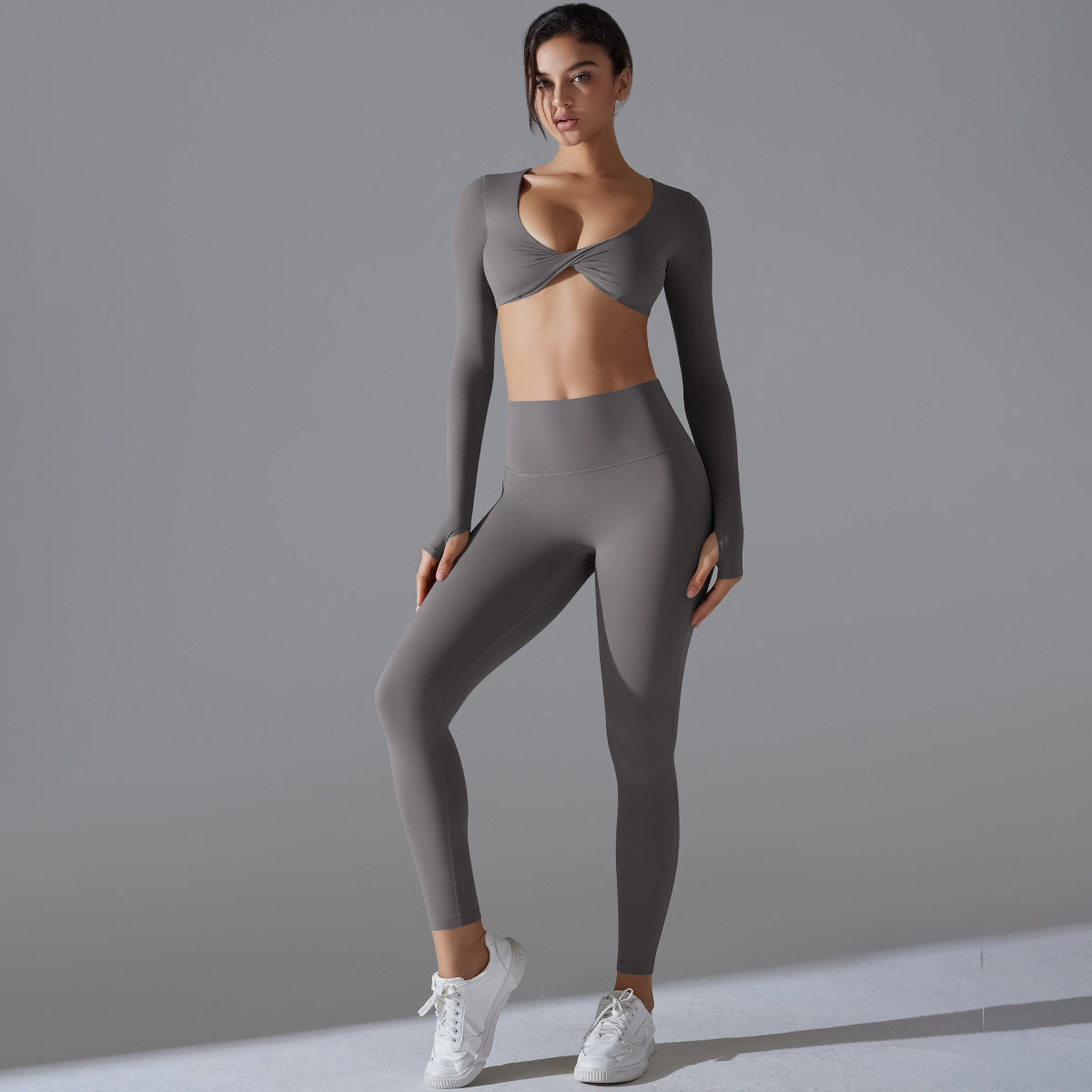 Internet Celebrity Yoga Clothes Trend Sports Push Up Long Sleeve Solid Color Slim Elastic Workout Clothes Running Training Sports Suit